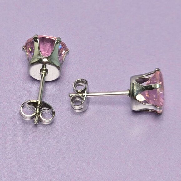 2/$15 October Simulated Pink Tourmaline Earrings (NWOT) - Picture 2 of 3